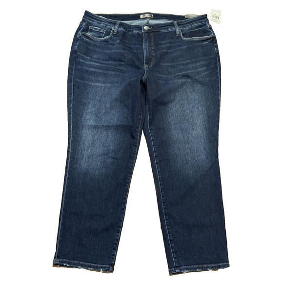 Kut from the Kloth Reese High Rise Dark Wash Fab Ab Ankle Straight Leg NWT - 22W - Picture 1 of 9